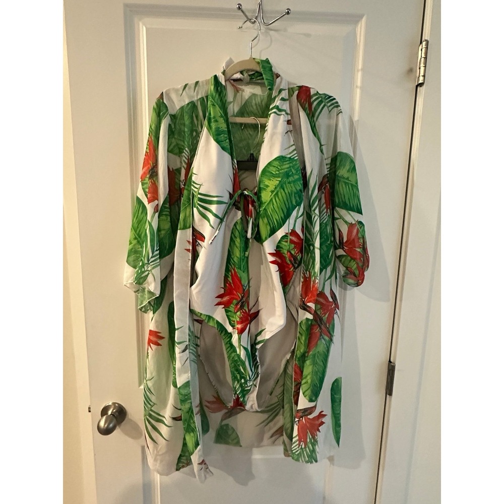 One Piece Swimsuit and Cover Up Tropical Print Size 3XL